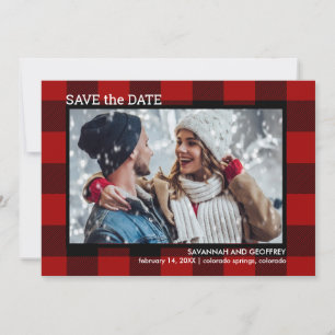 Red Buffalo Plaid Photo Wedding Save The Date
