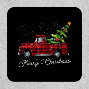 Red Buffalo Plaid Pickup Truck with Tree Merry Chr Patch