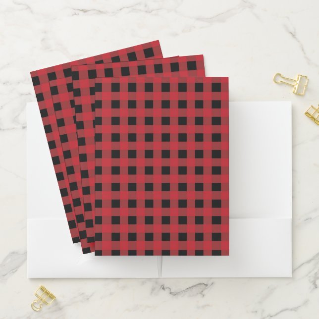 Red Buffalo Plaid Pocket Folder for Holiday Gifts (In Situ)