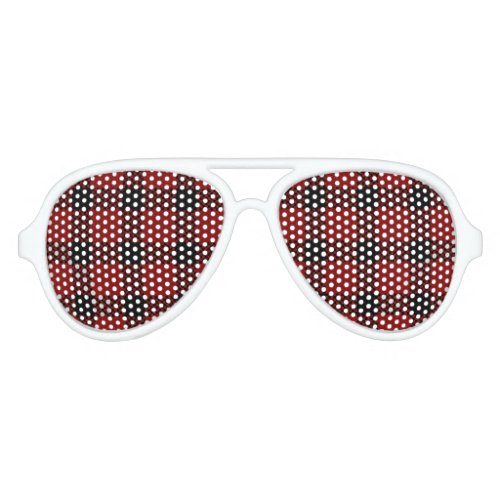 Red buffalo plaid print aviator sunglasses