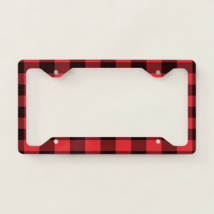 Red Buffalo Plaid Print License Plate Frame