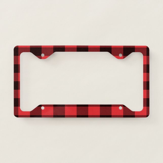 Red Buffalo Plaid Print License Plate Frame (Front)