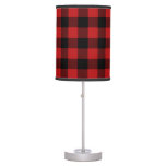 Red Buffalo Plaid Print Pattern Table Lamp