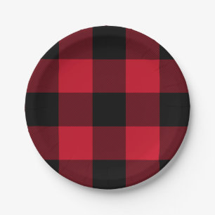 Red Buffalo Plaid, Red Flannel Paper Plates