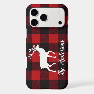 Red Buffalo Plaid & Reindeer | Personal Name  iPhone 17 Pro Max Case