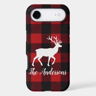 Red Buffalo Plaid & Reindeer | Personal Name  iPhone 17 Air Case