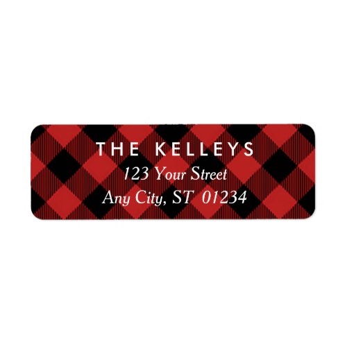 Red Buffalo Plaid Return Address Label