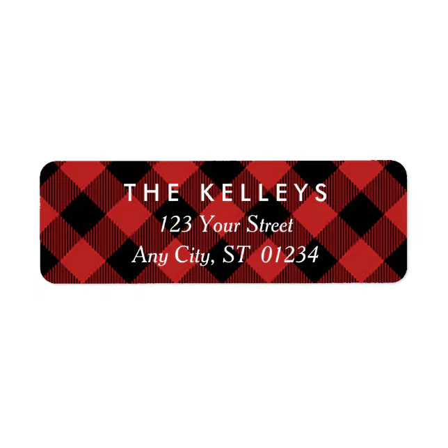Red Buffalo Plaid Return Address Label | Zazzle
