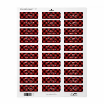 Red Buffalo Plaid Return Address Label | Zazzle