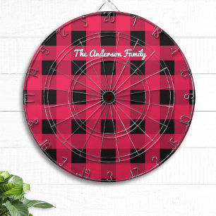 Red Buffalo Plaid Rustic Check Patterned Custom Dart Board