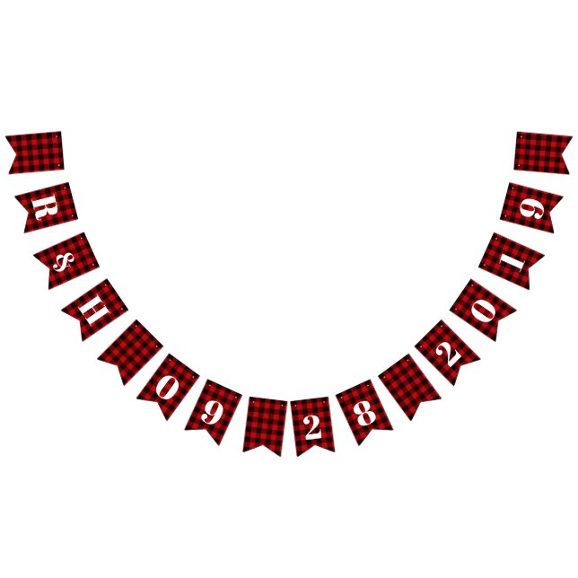 red buffalo plaid rustic winter wedding welcome bunting flags (All)