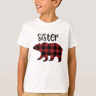 Red Buffalo Plaid Sister Bear Holiday T-Shirt