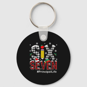 Red Buffalo Plaid Six Seven 6 7 Meme Xmas Principa Keychain