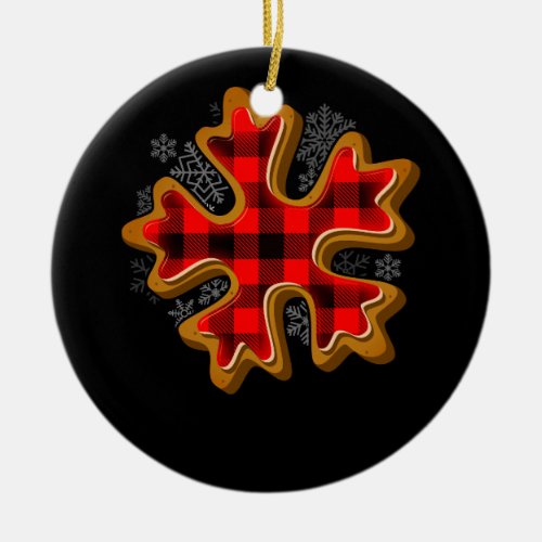 Red Buffalo Plaid Snowflake Lover Matching Family  Ceramic Ornament