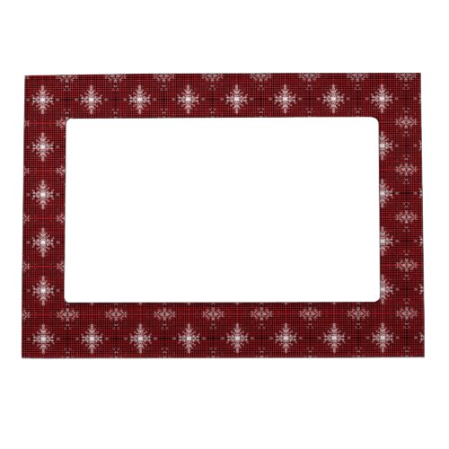 Red Buffalo Plaid Snowflake Pattern Magnetic Frame