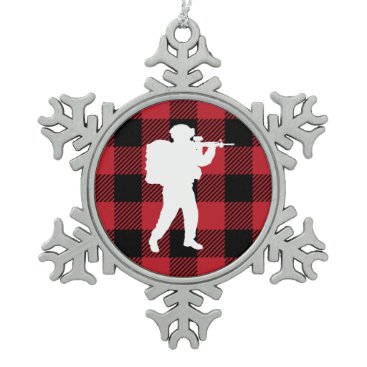 Red Buffalo Plaid Soldier Snowflake Pewter Christmas Ornament Red Buffalo Plaid Soldier Snowflake Pewter Christmas Ornament