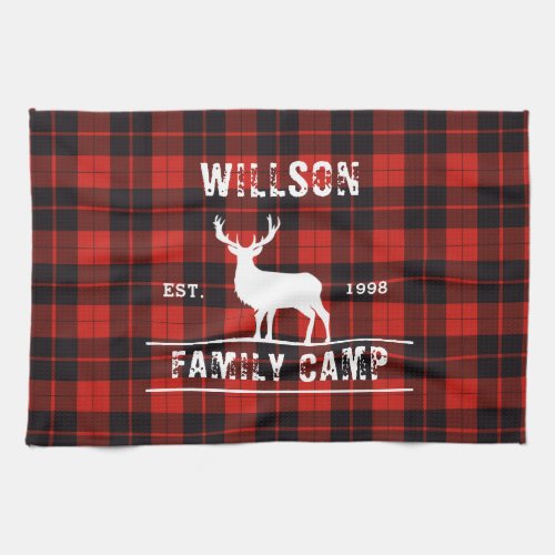 Red buffalo plaid tartan lumberjack red black  kitchen towel