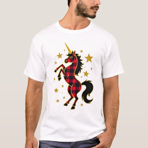 Red Buffalo Plaid Unicorn Christmas Tee for Mom & 