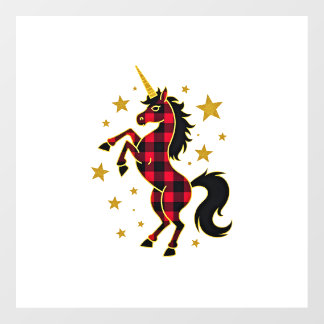 Red Buffalo Plaid Unicorn Christmas Tee for Mom &  Floor Decals