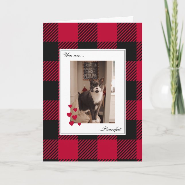 Red Buffalo Plaid Valentines Day Card (Front)