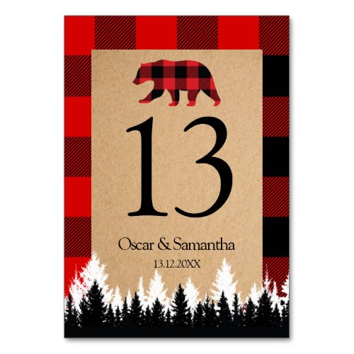 Red Buffalo Plaid Vintage Craft Table Number