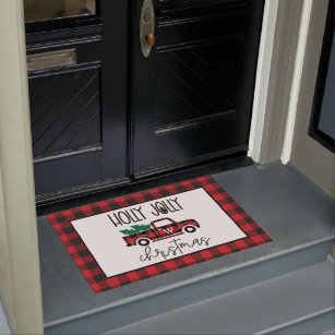 Doormat, Personalized Fall Red Truck Doormat - 18 X 30, Outdoor