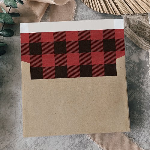 Red Buffalo Plaid Warm Wishes Christmas Envelope