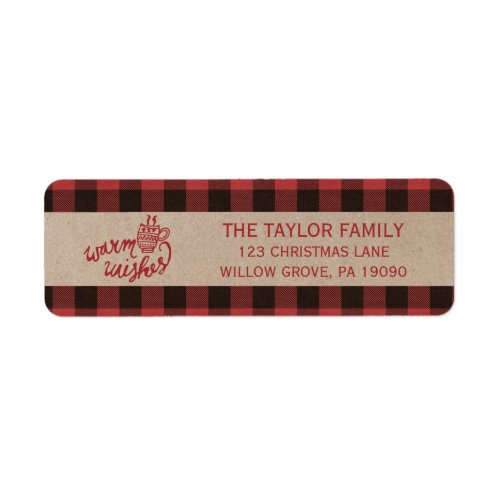 Red Buffalo Plaid Warm Wishes Christmas Label