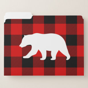 Red Buffalo Plaid & White Bear File Folder