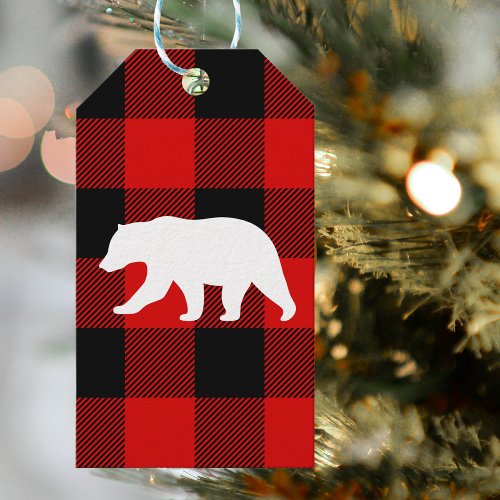 Red Buffalo Plaid  White Bear Gift Tags