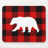 Red Buffalo Plaid & White Bear Mouse Pad (Front)