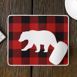 Red Buffalo Plaid & White Bear Mouse Pad<br><div class="desc">Red Buffalo Plaid & White Bear</div>