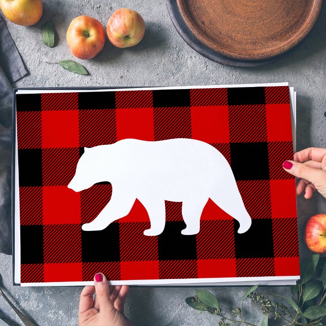 Red Buffalo Plaid & White Bear Placemat (Creator Uploaded)