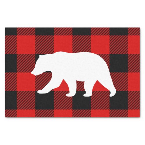 Red Buffalo Plaid  White Bear Tissue Paper