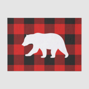 Red Buffalo Plaid & White Bear Tissue Paper