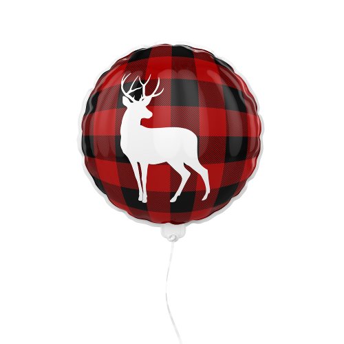 Red Buffalo Plaid  White Deer Balloon