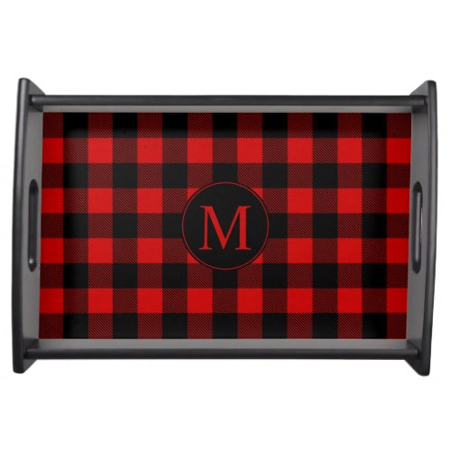 Red Buffalo Plaid with Custom Monogram Serving Tray