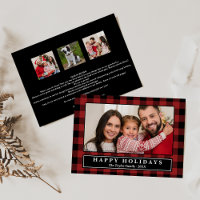 Red Buffalo Plaid Year In Review Christmas Photo Holiday Card