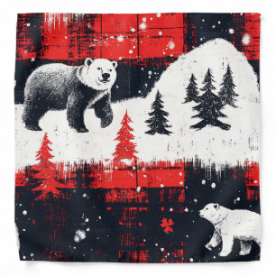 Red Buffalo Plaids Polar Bear Bandana