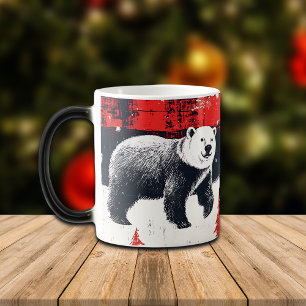 Red Buffalo Plaids Polar Bear Color Morph Mug