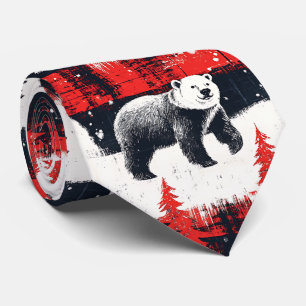 Red Buffalo Plaids Polar Bear Neck Tie