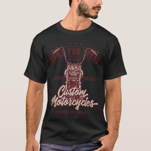 Red Build for Speed Vintage Motorcycle Design T_Shirt