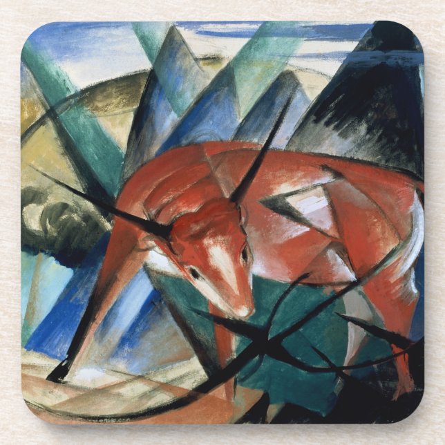 Red Bull (gouache on paper) Beverage Coaster (Front)