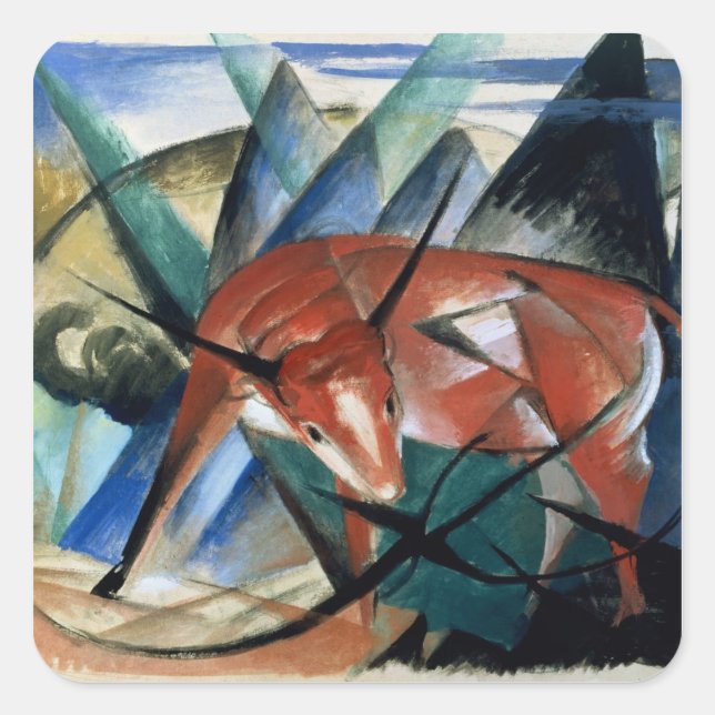 Red Bull (gouache on paper) Square Sticker (Front)