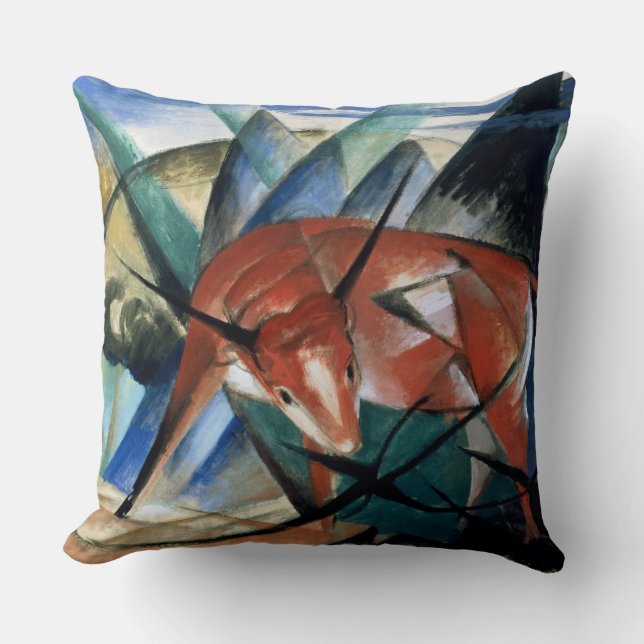 Red Bull (gouache on paper) Throw Pillow (Front)