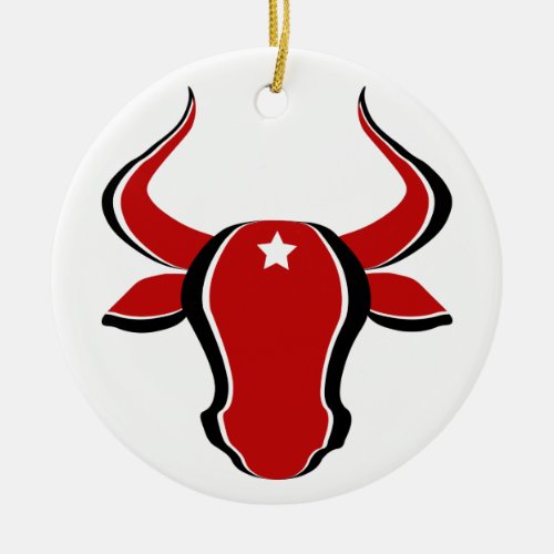 Red bull head with star ceramic ornament