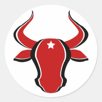 Red bull head with star classic round sticker