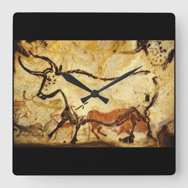 Red Bull', Lascaux, Dordogne_Art of Antiquity Square Wall Clock (Front)