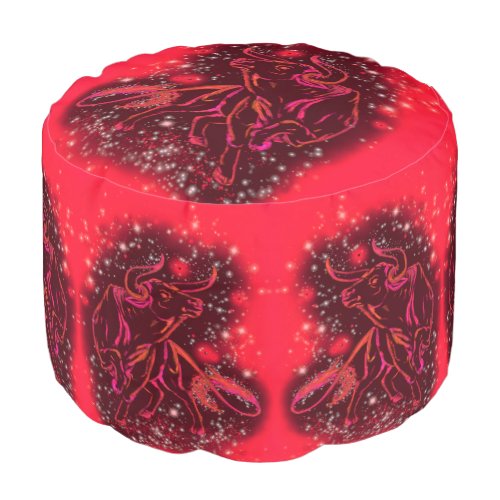 Red Bull Pouf Running In Amazing Starry Night