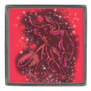 Red Bull Running In Starry Night Lapel Pin
